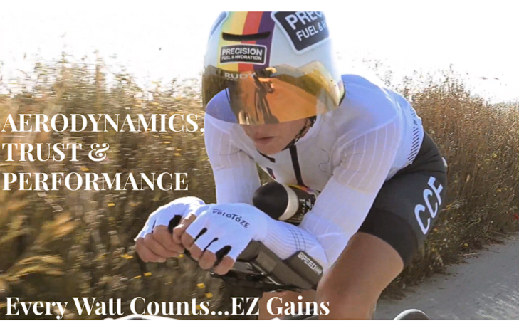Triathlete in aerodynamic gear and aero helmet riding a bike for improved performance.