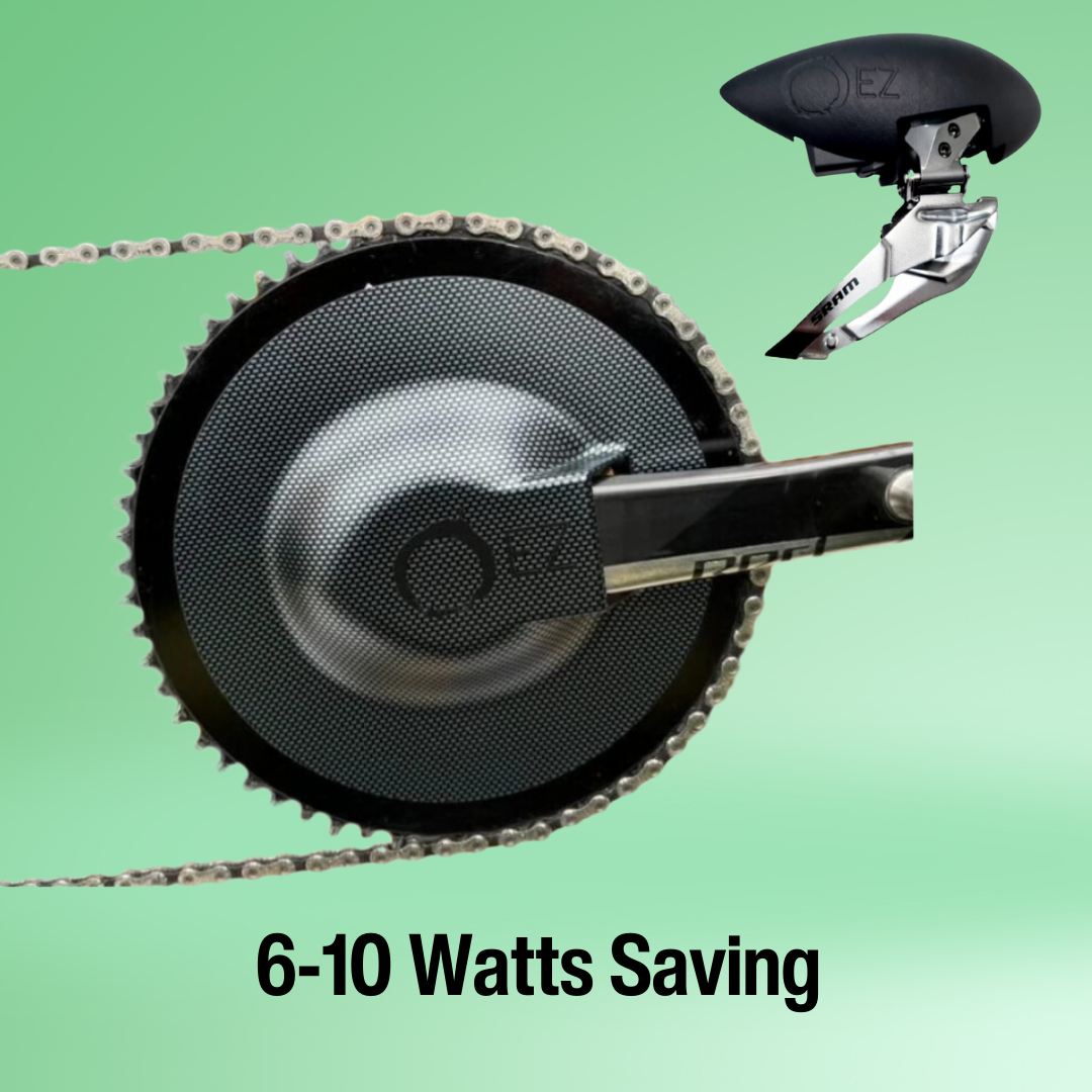 POWER BUNDLE EZ Aero Chainring & Front Derailleur Guard 6-10 Watt Saving - Flat faced chainrings only