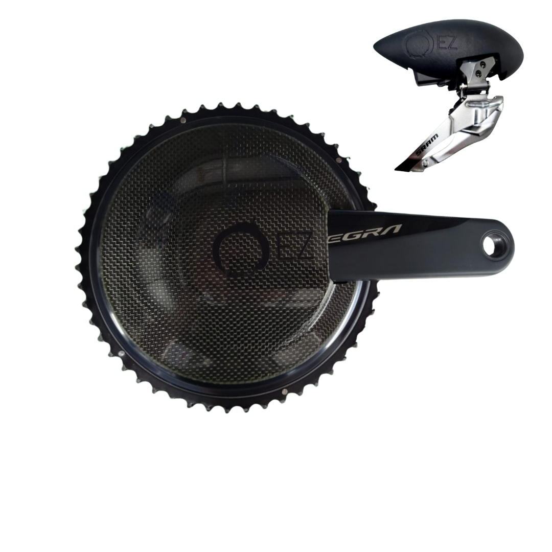 EZ Aero Chainring Guard (Carbon) & Front Derailleur Guard 6-10 Watt Saving