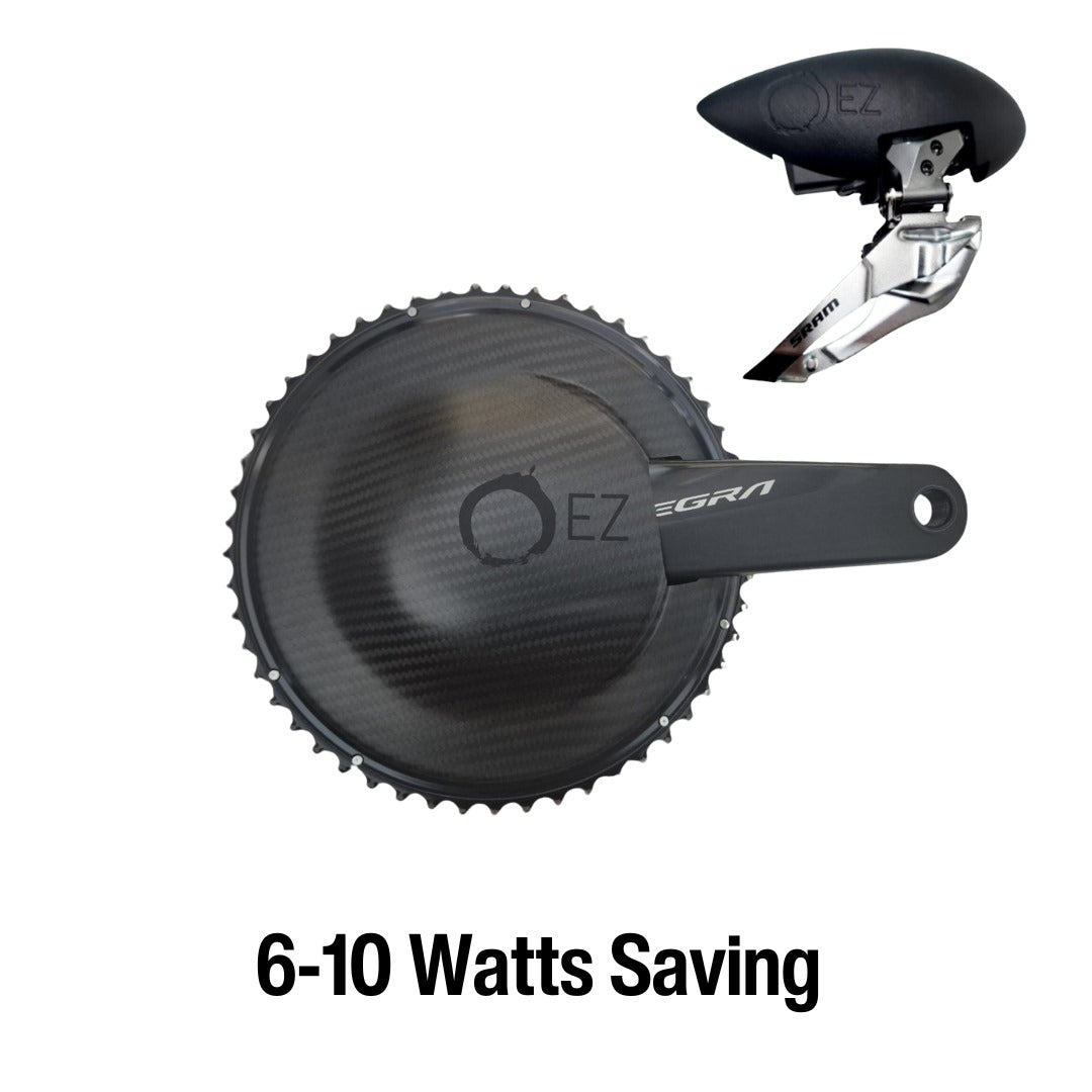 EZ Aero NEW* SHIMANO ONLY Chainring (Carbon) & Front Derailleur Guard 6-10 Watt Saving