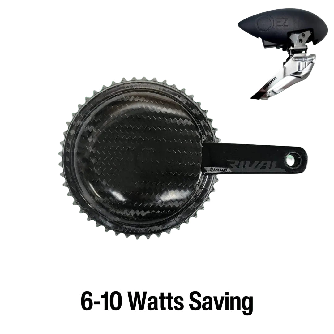 EZ Aero Chainring Guard (Carbon) & Front Derailleur Guard 6-10 Watt Saving