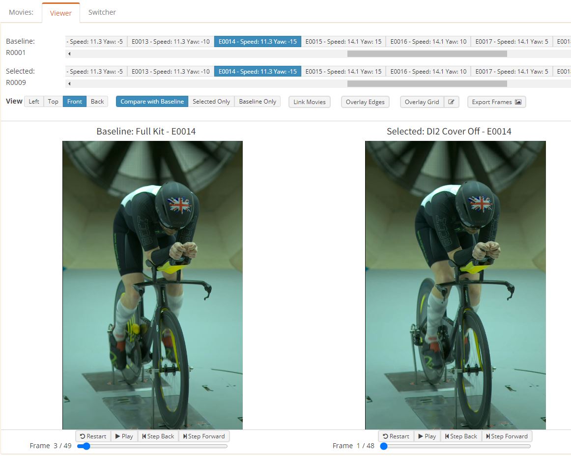 50kph 5.8 Watts, 40kph 4 Watts, 30kph 2 Watts.
0 Yaw Watt Saving 30kph = 1.4 / 40kph = 4.1 / 50kph = 5.8
25 grams
Used in Ironman Triathlon, PTO Pro Field / BTF / ETU / ITU and inspected
Front Derailleur Guard, testing at the wind tunnel Silverstone