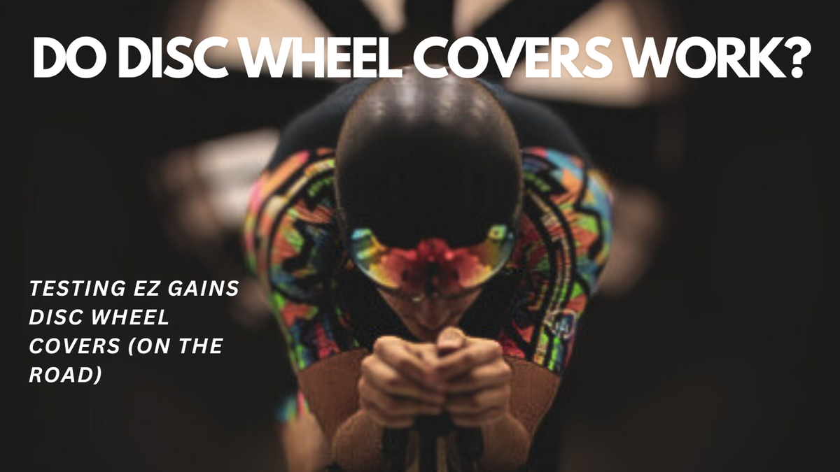 Triathlete testing aerodynamic disc wheel covers for performance gains on the road.