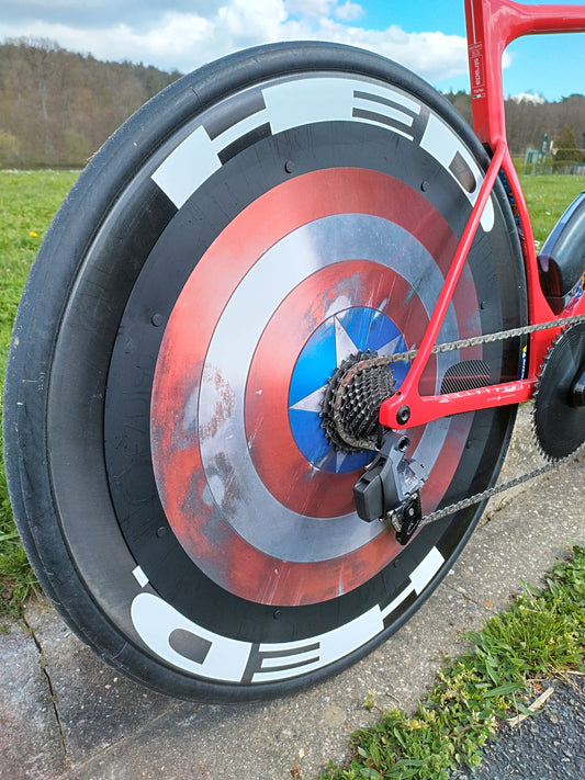 Hed wheels added with an EZ Disc to make you go faster in time trial and triathlon cycling