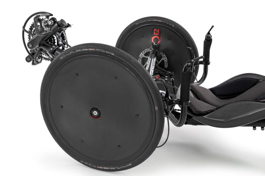 Bicicleta reclinada EZ Disc: juego delantero de 406 mm (20 pulgadas) de EZ Disc.