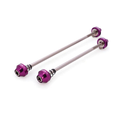 Aero skewers for cycling that are quick to install and save 2 watts reducing drag in blue, white, gold, green, red, black and purple. Customize your bike for all cycling ventures. #aerocyclingparts #customparts